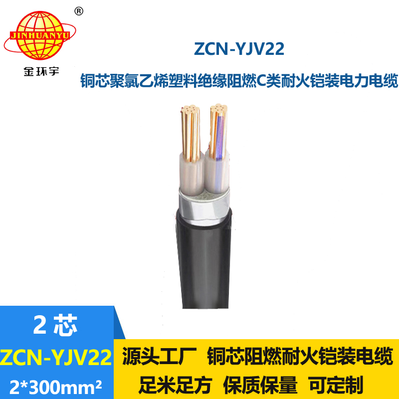 金環(huán)宇電線電纜 c類阻燃耐火電力電纜ZCN-YJV22-2X300平方鎧裝電纜