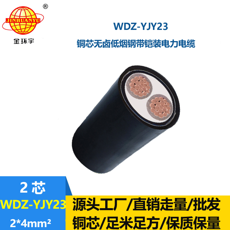 金環(huán)宇 2芯鎧裝電力電纜WDZ-YJY23-2X4平方 低煙無鹵電纜