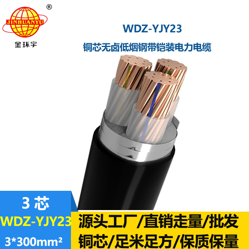 金環(huán)宇 低煙無鹵鎧裝電纜WDZ-YJY23-3x300平方 低壓交聯(lián)電纜